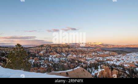 Bryce Canyon National Park in Winter with Snow Stock Photo