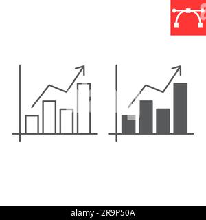 Success chart line and glyph icon, solution and business, growing graph vector icon, vector graphics, editable stroke outline sign, eps 10. Stock Vector