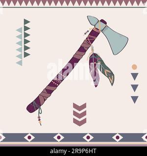Native American Indian With Tomahawk Illustration Stock Vector Image ...