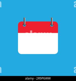 A blank calendar page in red and white on a blue background Stock Vector