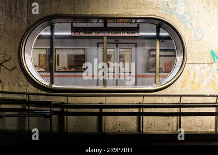 Look through window in subway station in Downtown Vienna Stock Photo