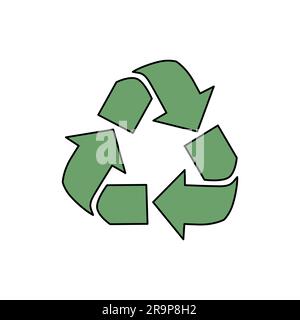 Vector Recycle icon, symbol or emblem isolated on white background. Reduce, reuse, recycle sign with for ecological zero waste concept and lifestyle Stock Vector