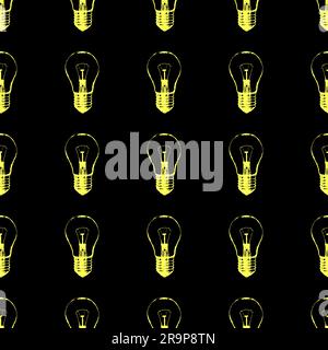 Vector seamless pattern with light bulbs. Modern hipster sketch style. Idea and creative thinking concept. Stock Vector