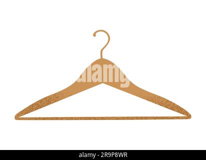 Vector illustration of clothes coat wooden hanger with trendy grain shadow isolated on white background. Design template, icon, symbol, object Stock Vector