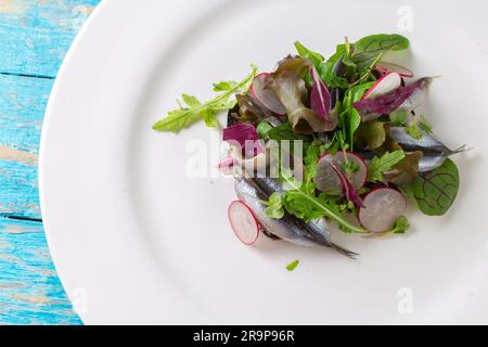 Estonian sandwich with anchovies Stock Photo