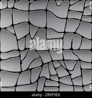 Abstract stone texture. Small pebbles in multicolored colors in cartoon flat style. The texture of the earth, patterns, soil. Crocodile skin, cracked Stock Vector