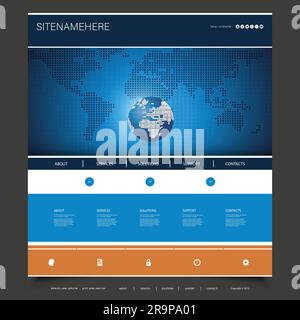 Global Business, Technology - Web Site Template Design Stock Vector