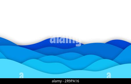 Vector abstract wavy paper cut background. Realistic 3d paper decoration for design textured with cardboard layers. Carving art with sea or ocean wave Stock Vector