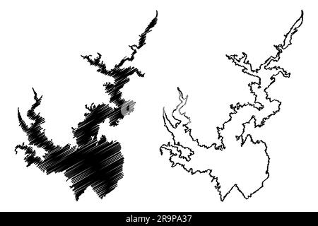 Lake Jocassee Reservoir (United States of America, North America, us, usa, South Carolina) map vector illustration, scribble sketch Jocassee Dam map Stock Vector