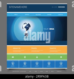 Innovation, Ideas - Global Business, Technology - Colorful Website Template Design Stock Vector
