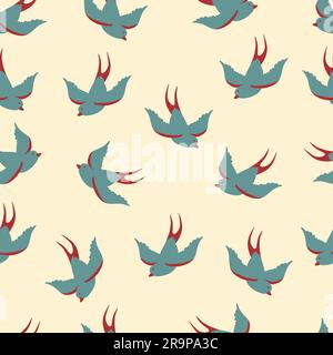 Vector seamless pattern with swallows Stock Vector