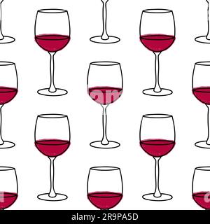 Vector seamless pattern with Wine glasses. Background for café, bar or restaurant menu design, wine tasting, wine card, web, banners Stock Vector