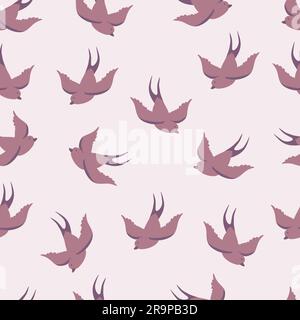 Vector seamless pattern with swallows Stock Vector
