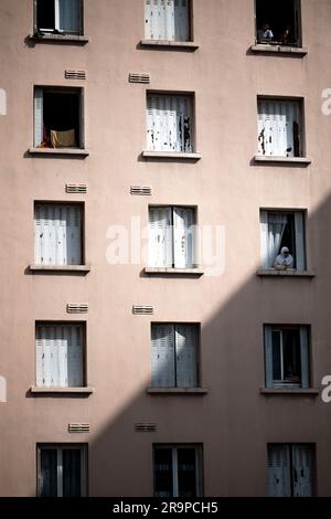 Illustration (with people) of Benza district in Marseille on June 28, 2023. Photo by Eliot Blondet/ABACAPRESS.COM Stock Photo