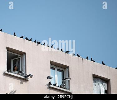 Illustration (with people) of Benza district in Marseille on June 28, 2023. Photo by Eliot Blondet/ABACAPRESS.COM Stock Photo