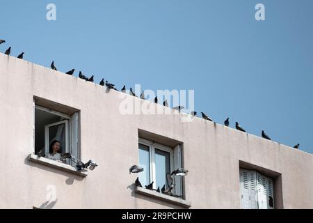 Illustration (with people) of Benza district in Marseille on June 28, 2023. Photo by Eliot Blondet/ABACAPRESS.COM Stock Photo