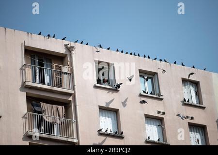 Illustration (with people) of Benza district in Marseille on June 28, 2023. Photo by Eliot Blondet/ABACAPRESS.COM Stock Photo