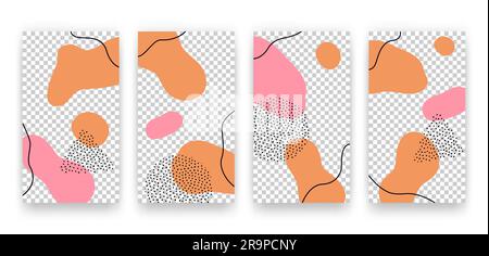 Vector trendy editable set of templates for social media networks stories. Modern design backgrounds with geometric elements for flyers, cards, poster Stock Vector