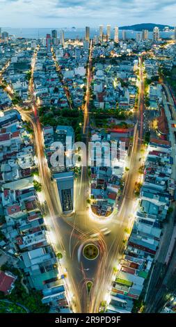 April 29, 2023: streets in the city center of Nha Trang, Vietnam in the evening Stock Photo