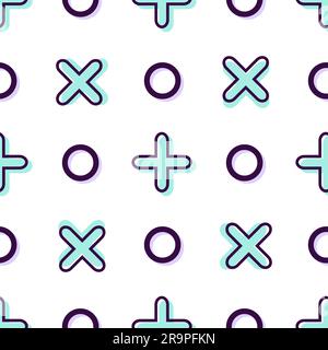 Vector seamless geometric pattern with crosses and circles. Trendy glitch background Stock Vector