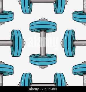 Vector colorful seamless pattern with dumbbells. Fitness background. Stock Vector