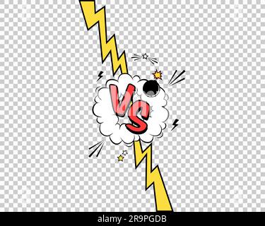 Vector colorful illustration of versus letters with speech bubble, bomb explosive in comic pop art style Stock Vector