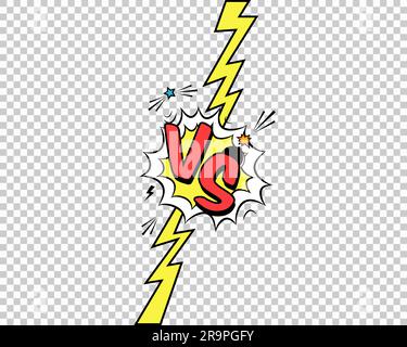 Vector colorful illustration of versus letters with speech bubble, bomb explosive in comic pop art style Stock Vector