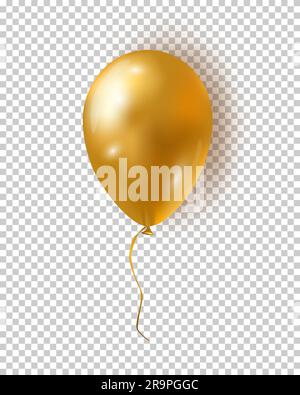 Vector glossy golden balloon. Realistic air 3d balloon isolated on transparent background. Stock Vector