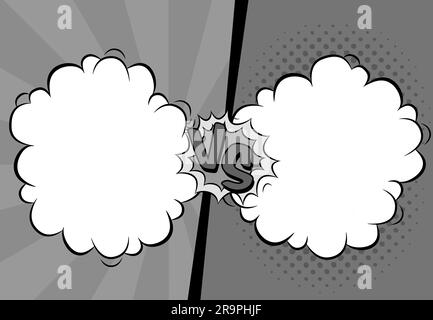 Vector illustration of versus letters with speech bubbles in comic pop art style Stock Vector