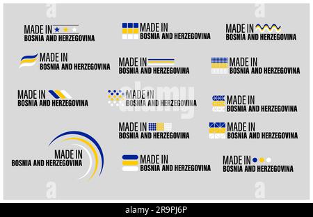 Made in Bosnia graphic and label set. Element of impact for the use you want to make of it. Stock Vector