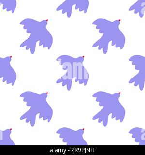 Vector seamless pattern with abstract geometric birds in aesthetic Matisse style. Creative hand drawn contemporary background for prints, posters, tex Stock Vector