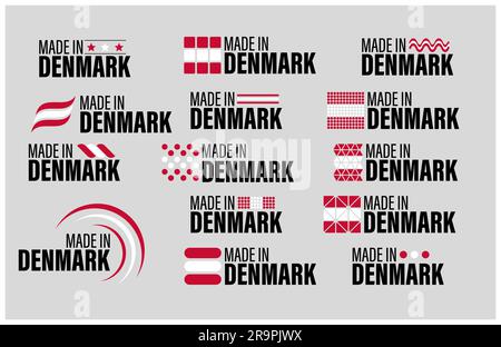 Made in Denmark graphic and label set. Element of impact for the use you want to make of it. Stock Vector
