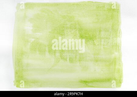 greenish painted watercolor background on white paper texture Stock Photo