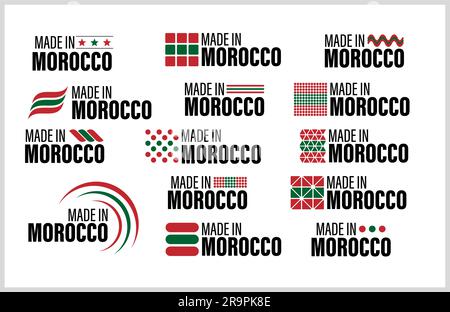 Made in Morocco graphic and label set. Element of impact for the use you want to make of it. Stock Vector
