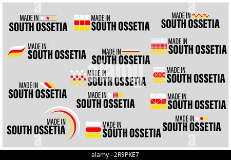 Made in South Ossetia graphic and label set. Element of impact for the use you want to make of it. Stock Vector