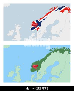 Colorful Norway political map with clearly labeled, separated