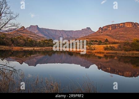 Scenic reflections in a Drakensberg lake 15540 Stock Photo