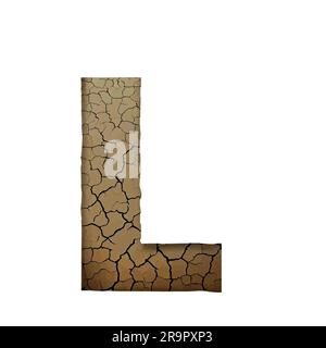 letter L in dry land on a white canvas Stock Vector