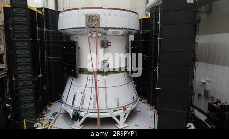The European Service Module for Artemis II is photographed inside the ...