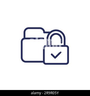 locked folder line icon on white Stock Vector