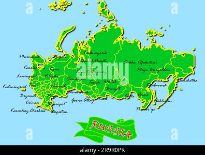 Map Of Russia With Flag and Name Of The Country On It 3D Illustration,  Stock Photo, Picture And Low Budget Royalty Free Image. Pic. ESY-045940809