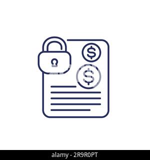 locked funds or money line icon, vector Stock Vector