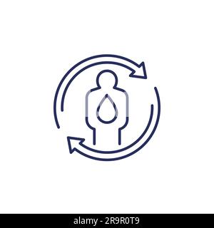rehydrate your body icon, restore fluid balance Stock Vector