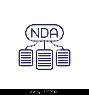 NDA line icon with documents Stock Vector