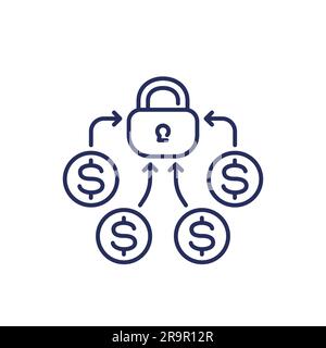 locked funds, money line icon Stock Vector