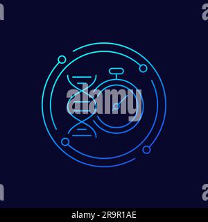 fast dna test icon, genetic testing linear design Stock Vector