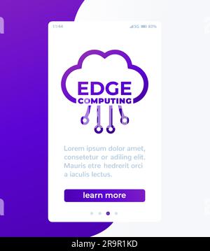Edge computing mobile banner, vector design Stock Vector
