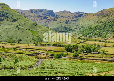 View from Hartsop Dodd over the Kirkstone Pass to Dovedale Hart Crag and Dove Crag in the English Lake District Cumbria UK Stock Photo