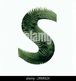 capital letter S in fern on a white canvas Stock Vector