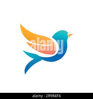 colorful bird logo illustration on a white canvas Stock Vector